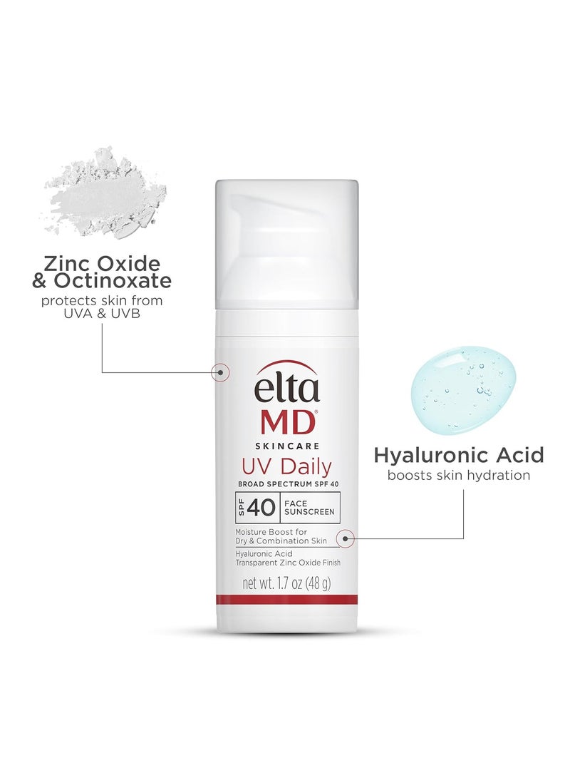 EltaMD UV Daily SPF 40 Face Sunscreen Moisturizer with Zinc Oxide, Daily Face Moisturizer with SPF, Sunscreen, 1.7 oz Pump - Image 2
