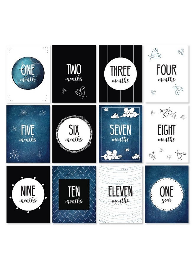 JumpOff Jo - Baby Bundle: Baby Swaddle Blanket & 24 Milestone Cards Photoshoot Props Soft Breathable Baby Blanket 47" X 47 Mama Bear Blue - Image 1