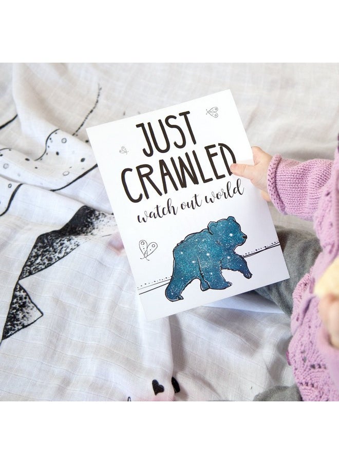 JumpOff Jo - Baby Bundle: Baby Swaddle Blanket & 24 Milestone Cards Photoshoot Props Soft Breathable Baby Blanket 47" X 47 Mama Bear Blue - Image 1