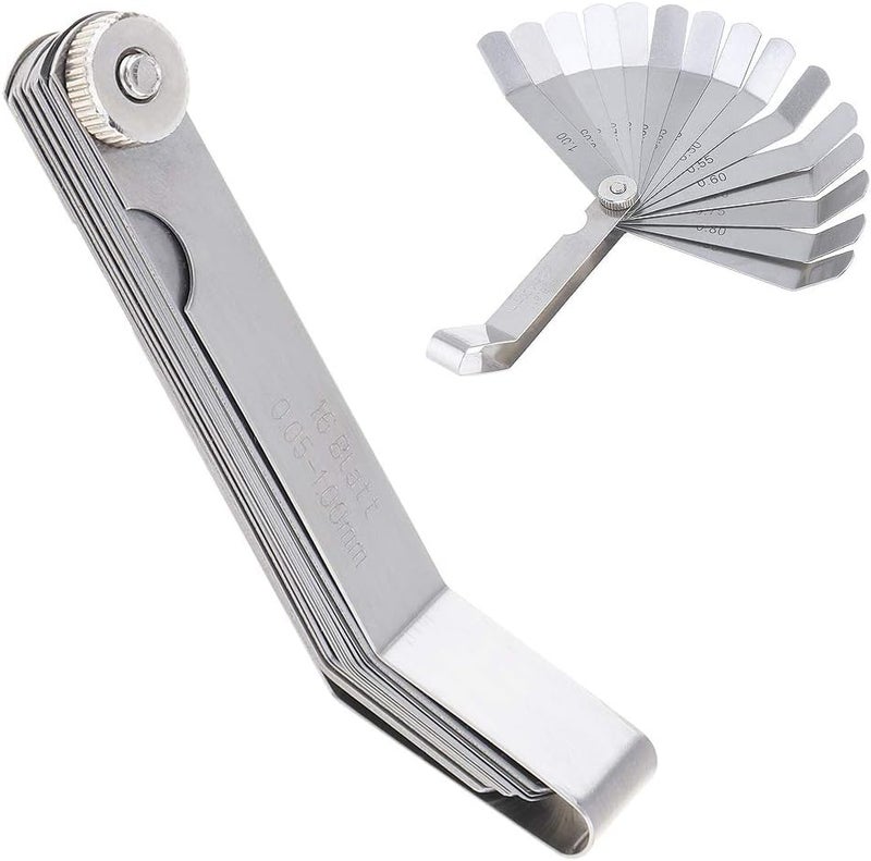 Mayata 1 PCS 100A16 0.05-1mm Thickness Curved Steel Gapped Metric Filler Feeler Gauge Tool with 16pcs Blades for Woodworking Measurement - Image 3