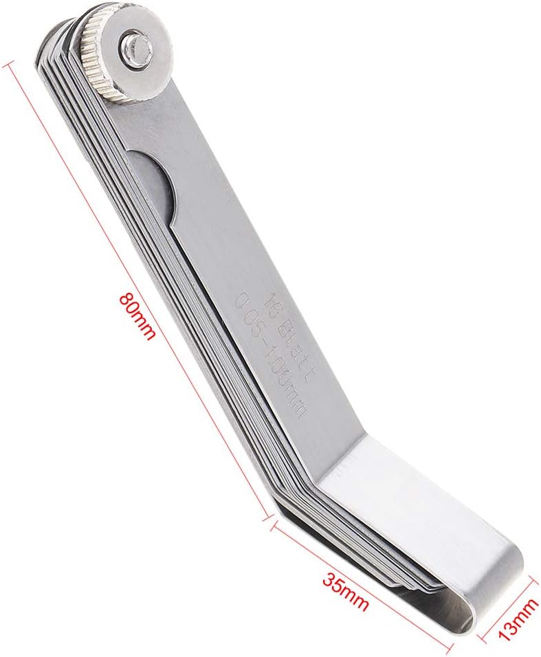 Mayata 1 PCS 100A16 0.05-1mm Thickness Curved Steel Gapped Metric Filler Feeler Gauge Tool with 16pcs Blades for Woodworking Measurement - Image 4
