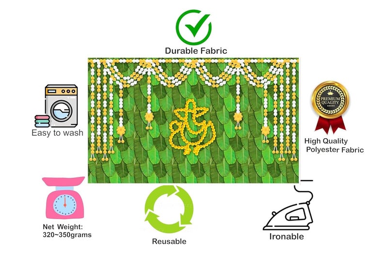 Bague Back Drop Curtain for Decoration for Pooja Wedding Backdrop Cloth for All Festivals/House Hold Functions/Haldi Function/Ceremonies (8X5), Green - Image 4