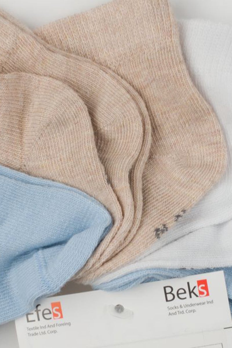 Tchibo Toddlers Boy 5 Pair Plain Socks, Blue and White and Tan  - Image 3