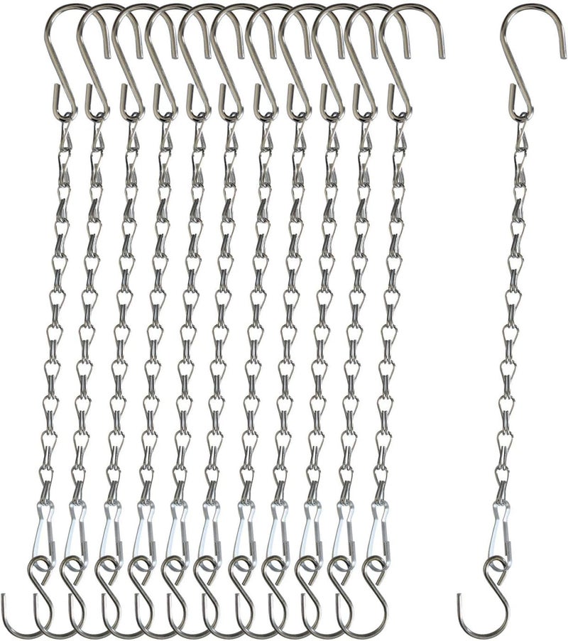 Sersberg 11 Inch Silver Hanging Chain, Small Hanging Basket Chain Kits with Hooks for Bird Feeder Hanging Plant Extender Porch Wind Chime - Image 1