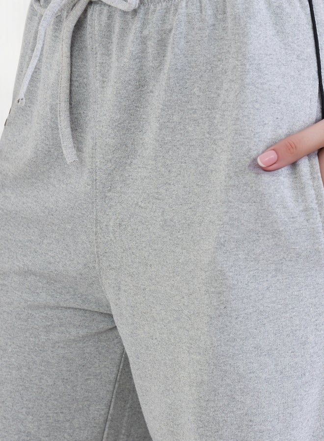 Styli Grey Wide Leg Joggers with Piping Detail - Image 3