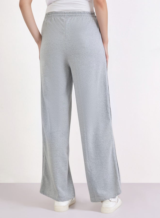Styli Grey Wide Leg Joggers with Piping Detail - Image 4
