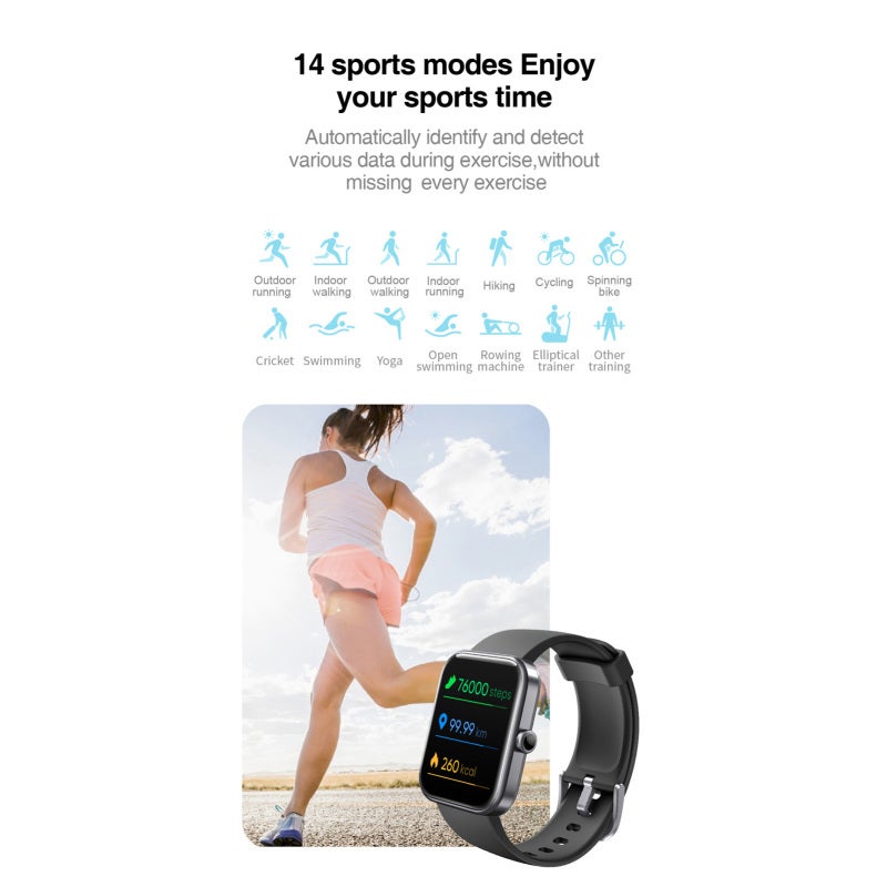 Smart Watch with Heart Rate and Blood Oxygen Monitor, Sleep Monitor 5ATM Waterproof 1.69-inch HD Color Touchscreen Smartwatch for Men Women Replacement for iPhone & Android - Image 4