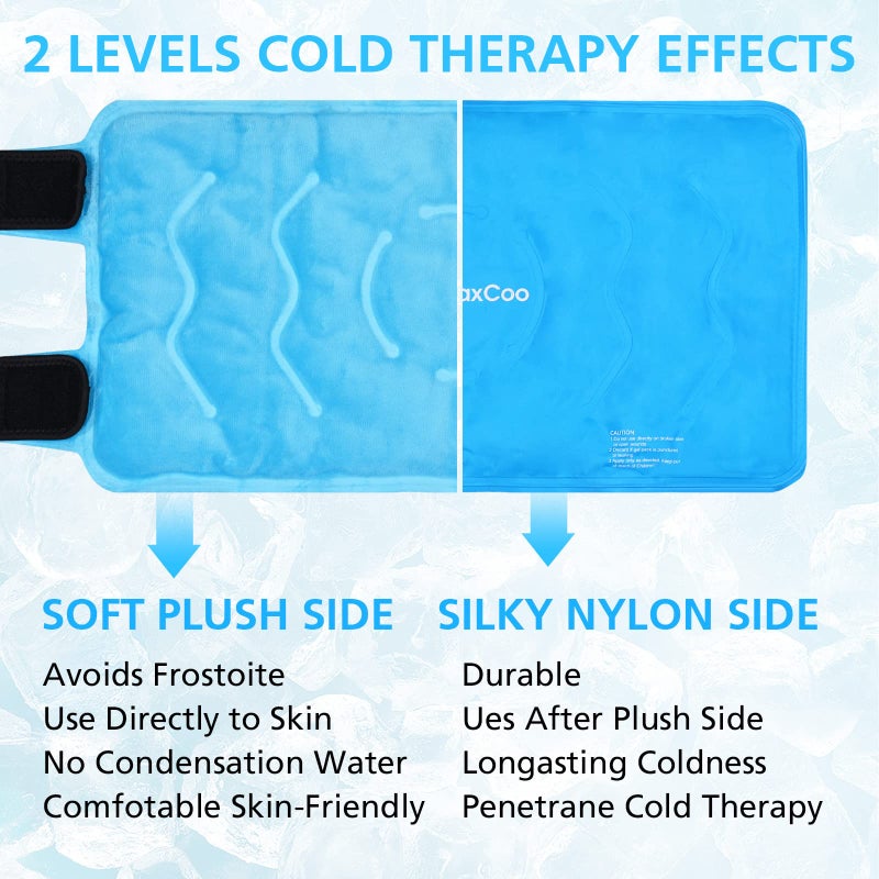 RelaxCoo XXL Knee Ice Pack Wrap, Reusable Cold Pack for Knee Injury Pain and Swelling Relief - Image 3