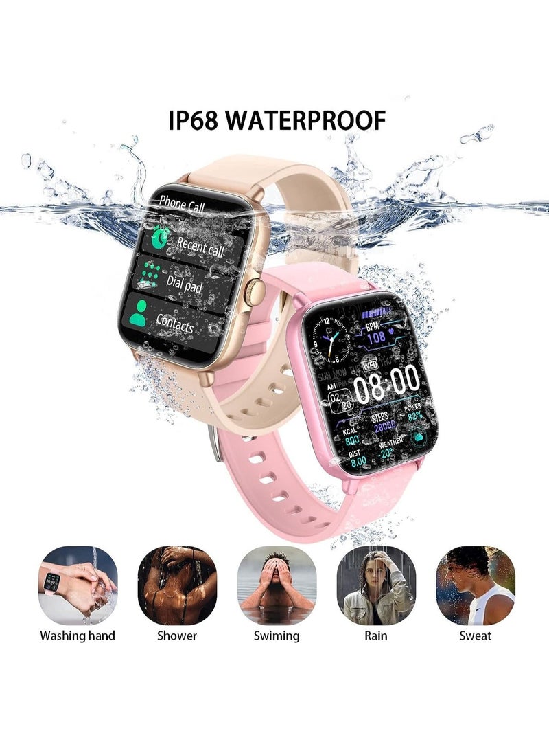 Generic - 1.7-inch Smart Watch, Dial/Receive Calls, Compatible with Android/iOS Phone, Fitness Tracker with Heart Rate Monitor, Blood Oxygen, Sleep, Multi-sport Modes, IP68 Waterproof Smartwatch (Gold) - Image 1