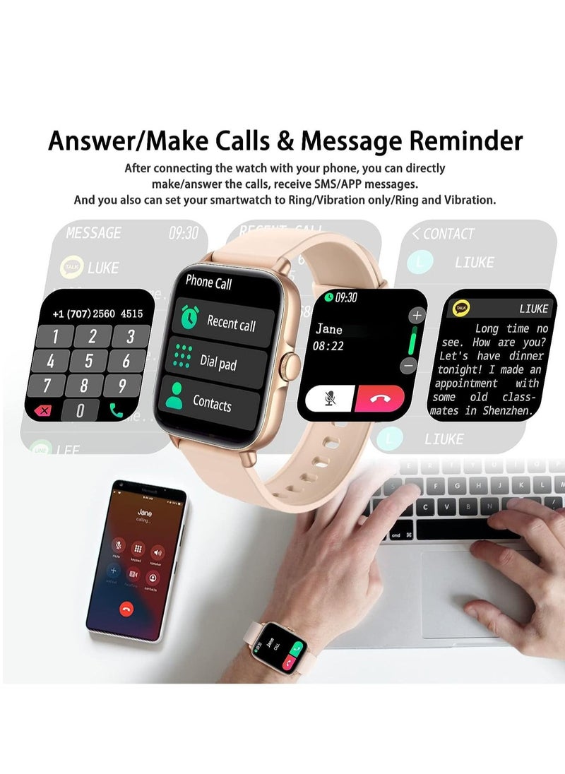 Generic - 1.7-inch Smart Watch, Dial/Receive Calls, Compatible with Android/iOS Phone, Fitness Tracker with Heart Rate Monitor, Blood Oxygen, Sleep, Multi-sport Modes, IP68 Waterproof Smartwatch (Gold) - Image 1