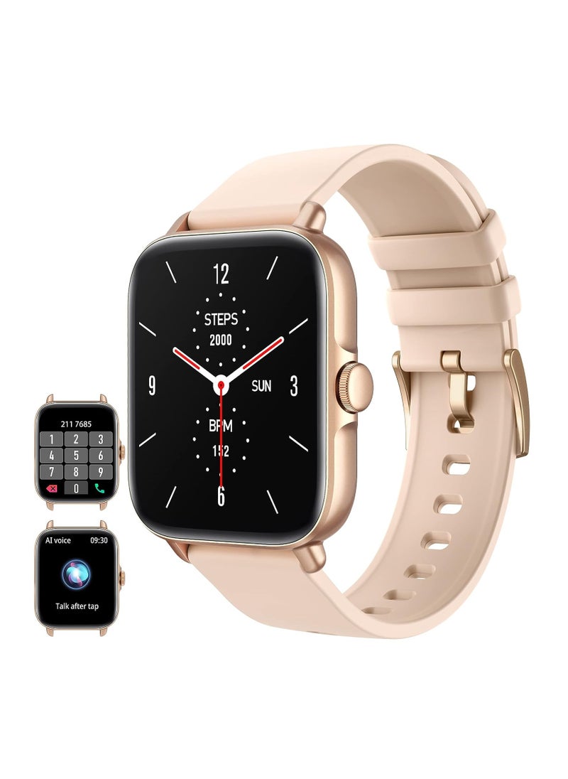 Generic - 1.7-inch Smart Watch, Dial/Receive Calls, Compatible with Android/iOS Phone, Fitness Tracker with Heart Rate Monitor, Blood Oxygen, Sleep, Multi-sport Modes, IP68 Waterproof Smartwatch (Gold) - Image 1