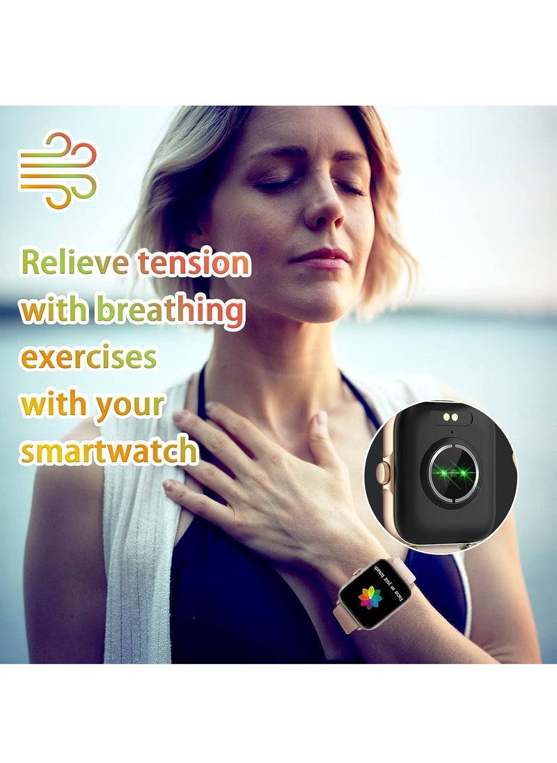 Generic - 1.7-inch Smart Watch, Dial/Receive Calls, Compatible with Android/iOS Phone, Fitness Tracker with Heart Rate Monitor, Blood Oxygen, Sleep, Multi-sport Modes, IP68 Waterproof Smartwatch (Gold) - Image 1