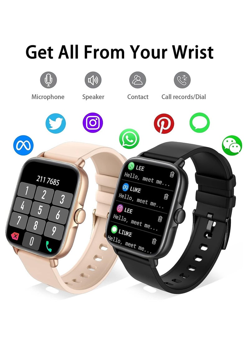 Generic - 1.7-inch Smart Watch, Dial/Receive Calls, Compatible with Android/iOS Phone, Fitness Tracker with Heart Rate Monitor, Blood Oxygen, Sleep, Multi-sport Modes, IP68 Waterproof Smartwatch (Gold) - Image 1