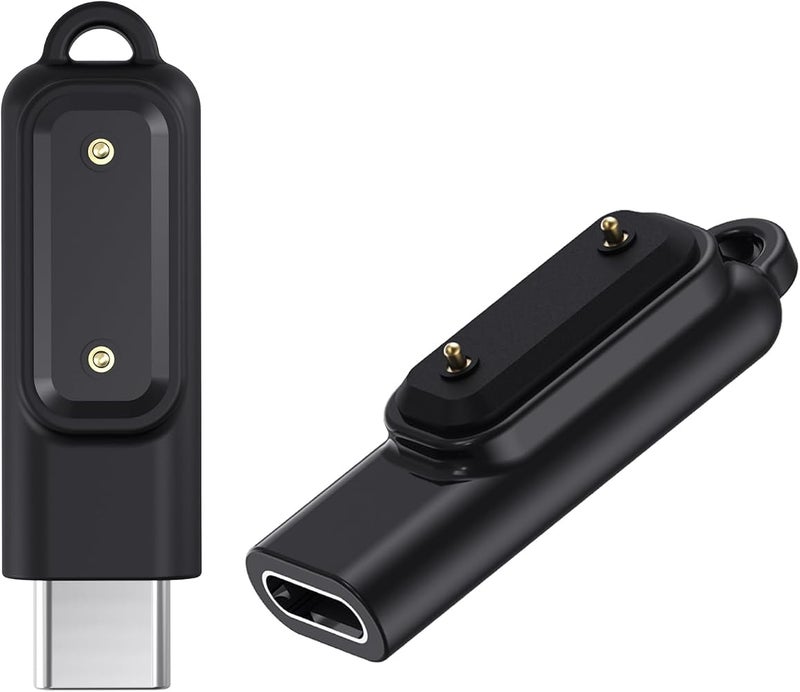 Compatible with Band 10/9/8/7/6/Fit 3/Fit 2 Type C Male to Female Charger Adapter Converter Quick Charge Plug Smart Watch Accessories(Black/2 Pieces) - Image 1
