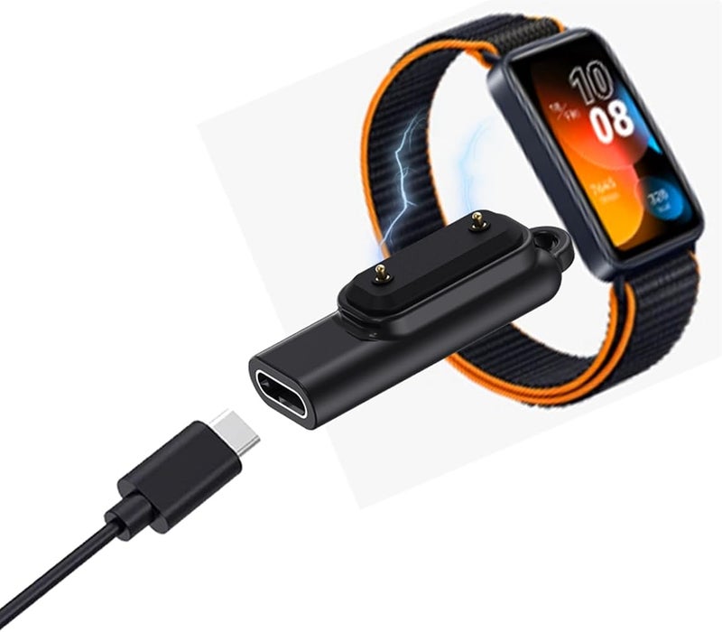Compatible with Band 10/9/8/7/6/Fit 3/Fit 2 Type C Male to Female Charger Adapter Converter Quick Charge Plug Smart Watch Accessories(Black/2 Pieces) - Image 3