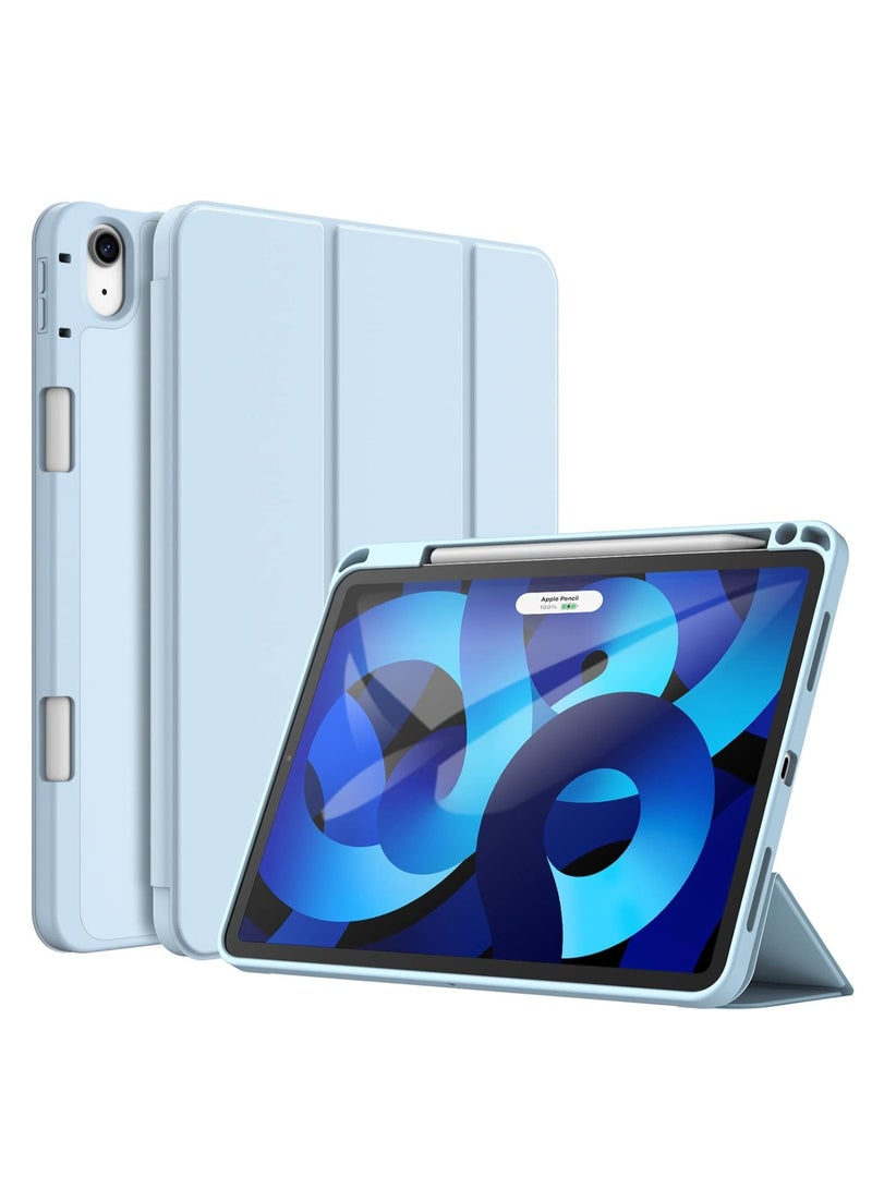 MIGOFAST IPad Air 11-Inch M3/M2 (2025/2024) iPad Air 5/4 (2022/2020 5th/4th Generation 10.9-Inch) with Pencil Holder, Slim Tablet Cover with Soft TPU Back, Auto Wake/Sleep Sky Blue - Image 1