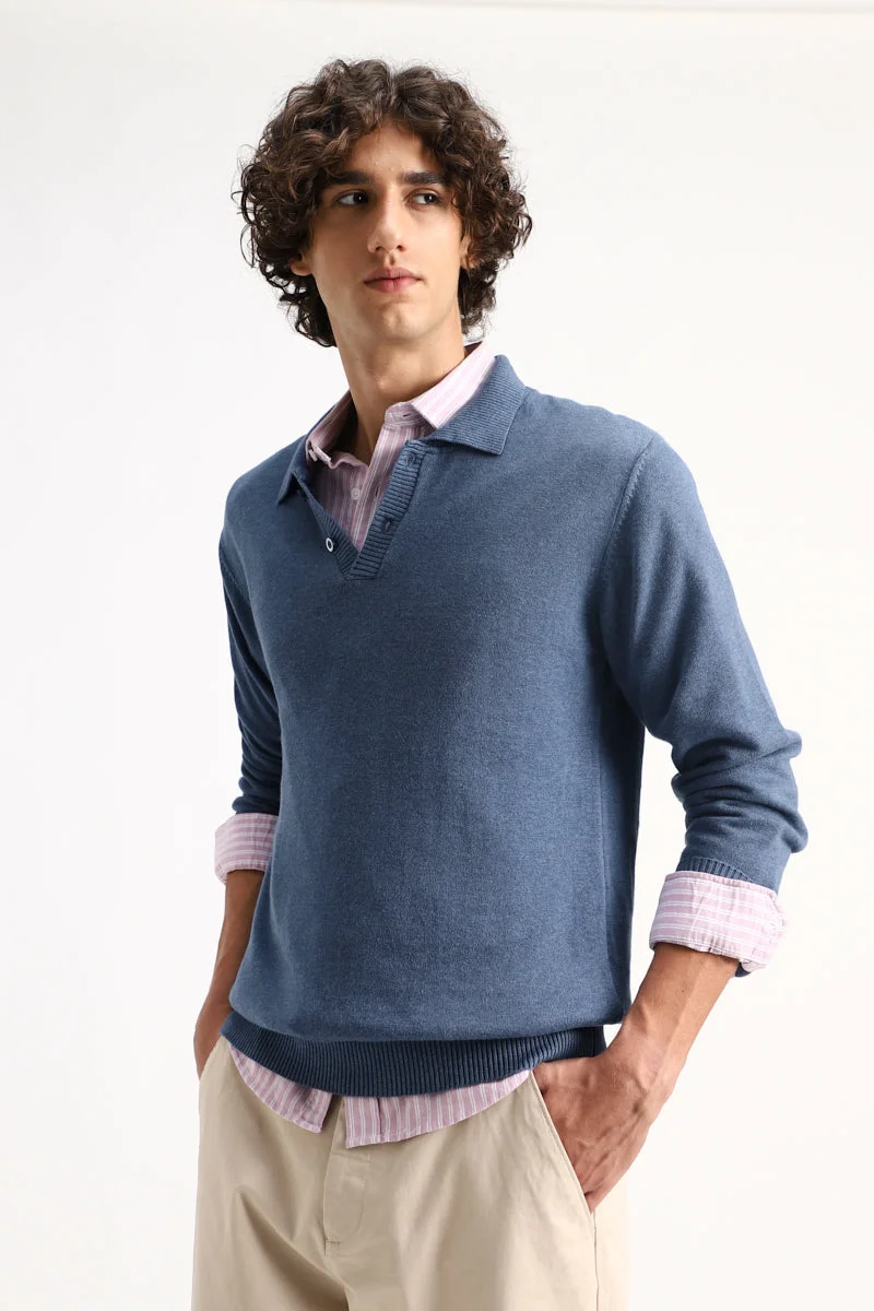 SNITCH Melange Flat Knit Core Lab Polo T-Shirt