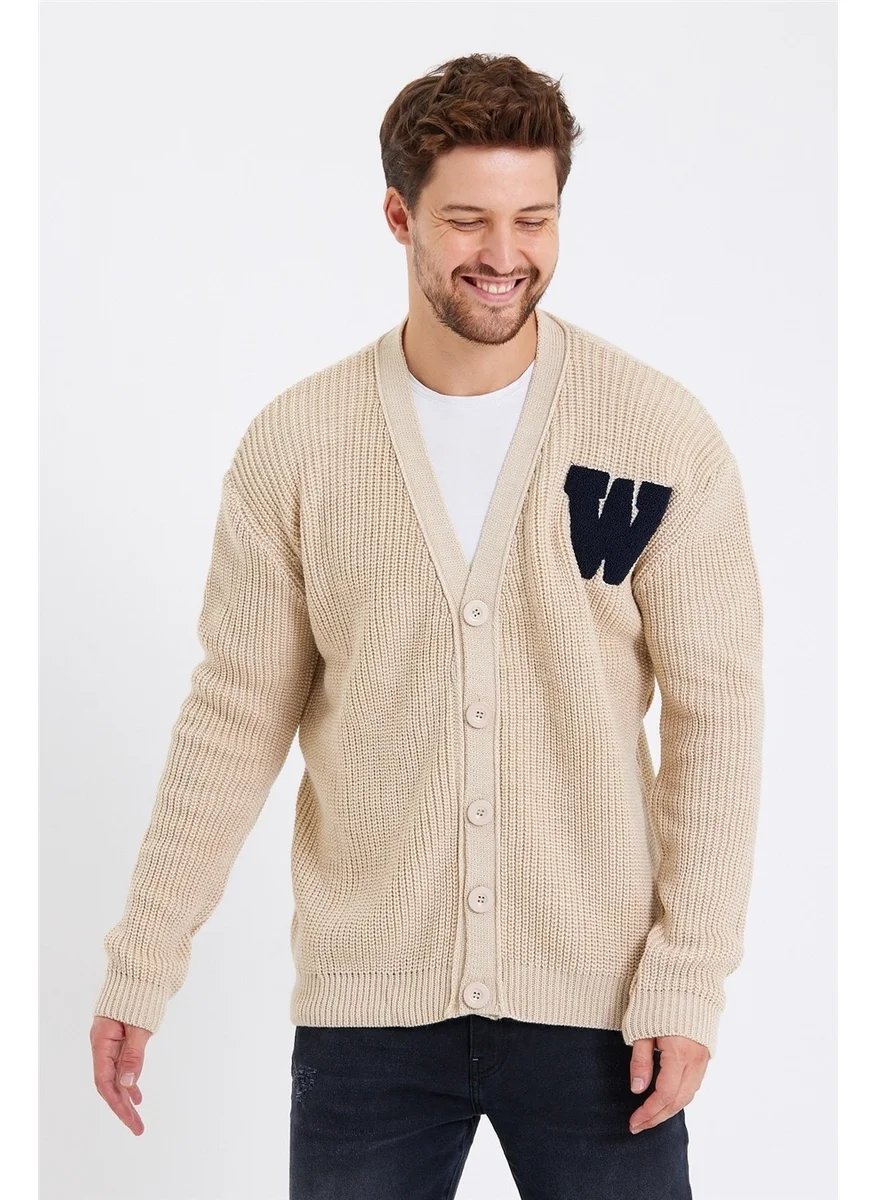 Cool Tarz Cool Style Men's Mink Buttoned Embroidered Comfortable Knitwear CARDIGAN-HRK8169R03S