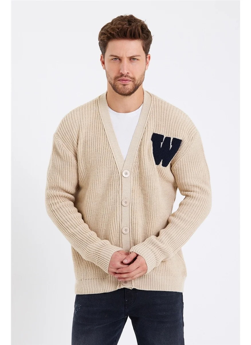 Cool Tarz Cool Style Men's Mink Buttoned Embroidered Comfortable Knitwear CARDIGAN-HRK8169R03S