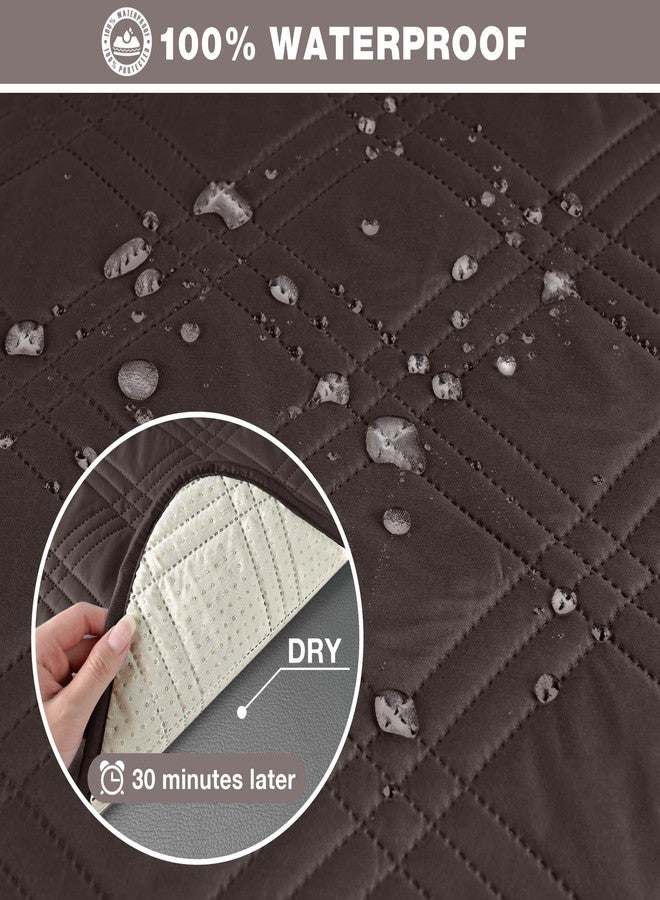 TAOCOCO 100% Waterproof Oversized Loveseat Recliner Cover, Non Slip Split Couch Covers for Reclining Loveseat with Elastic Straps for Kids Pets(Oversized 2 Seater, Chocolate) - Image 4