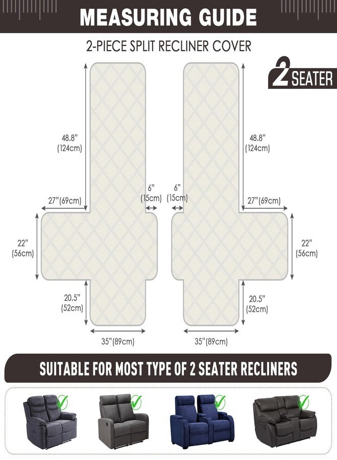 TAOCOCO 100% Waterproof Oversized Loveseat Recliner Cover, Non Slip Split Couch Covers for Reclining Loveseat with Elastic Straps for Kids Pets(Oversized 2 Seater, Chocolate) - Image 2