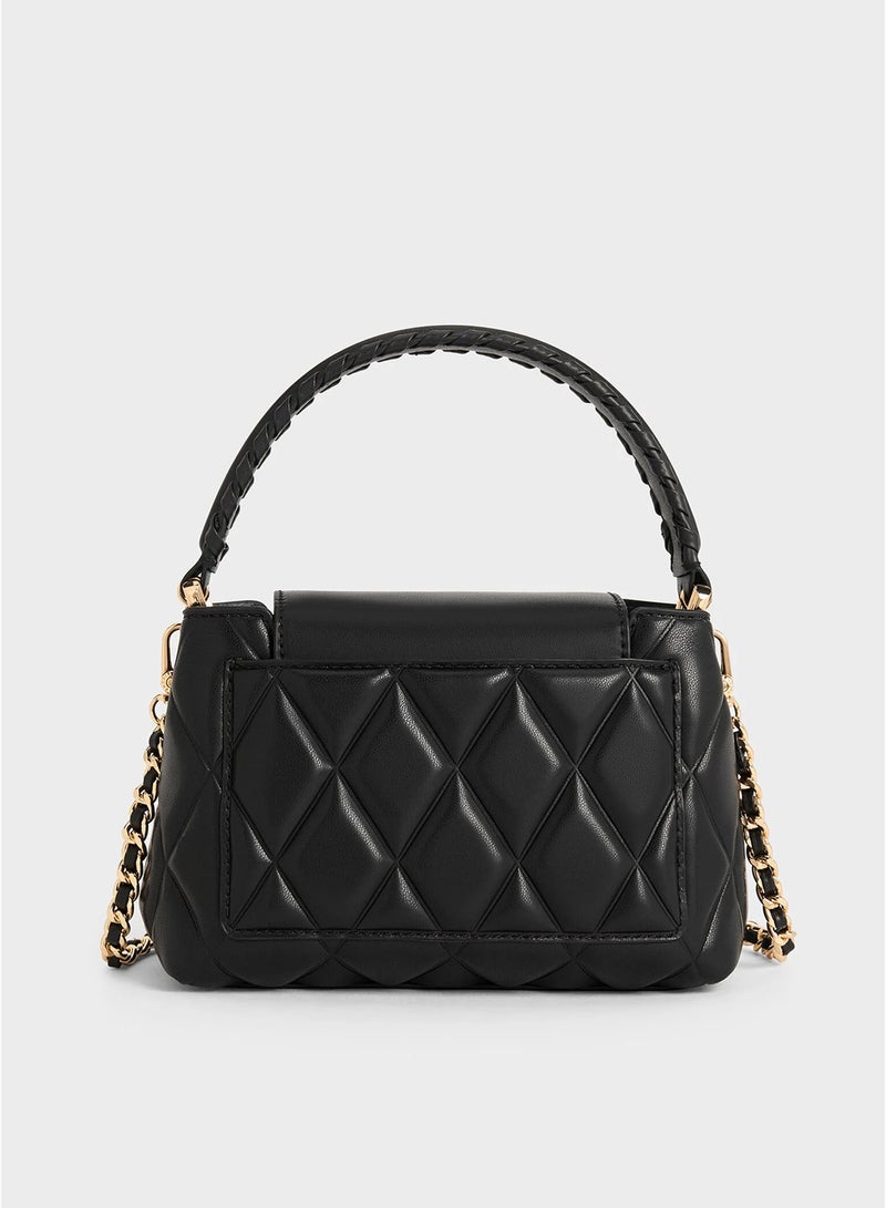 Charles & Keith Borsa con manico superiore con tracolla intrecciata trapuntata Arwen - Nero - Image 3