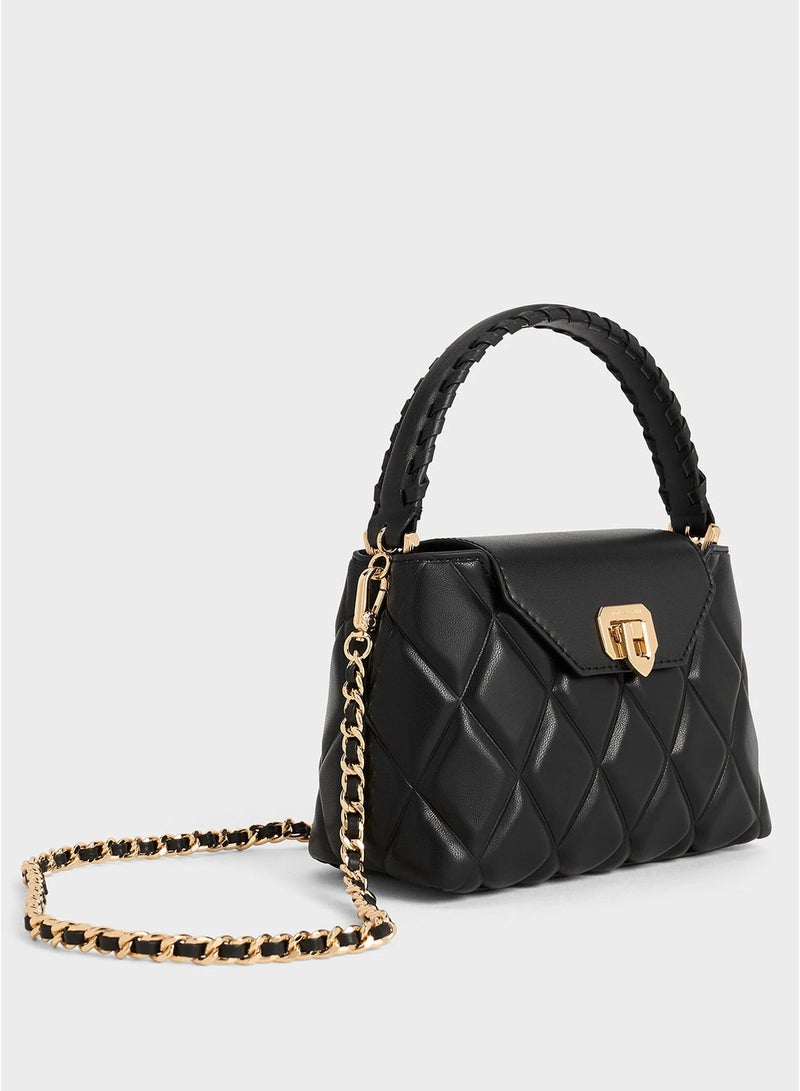 Charles & Keith Borsa con manico superiore con tracolla intrecciata trapuntata Arwen - Nero - Image 2