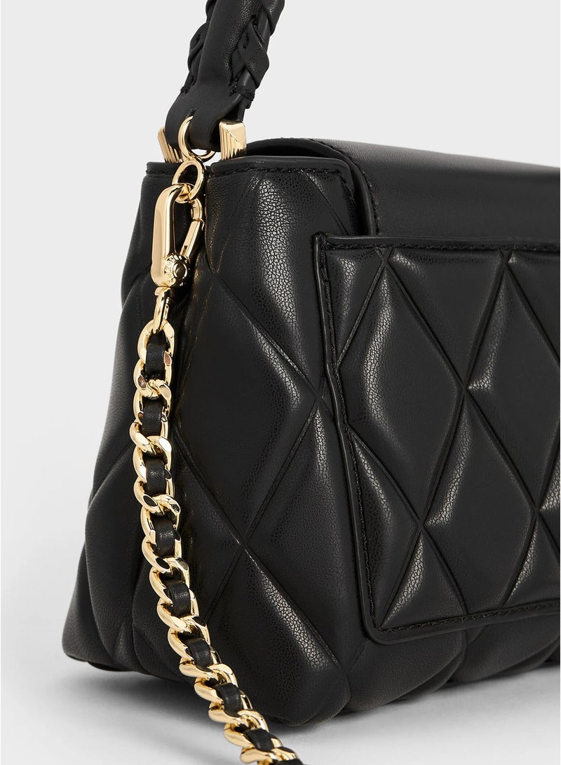 Charles & Keith Borsa con manico superiore con tracolla intrecciata trapuntata Arwen - Nero - Image 5