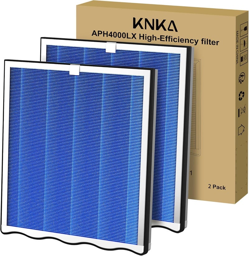 Replacement Filter for APH4000 Air Purifier, Pack of 2 (Blue) - HEPA Performance (Sleep Mode) & Activated Carbon for Pet Hair & Animal Odors