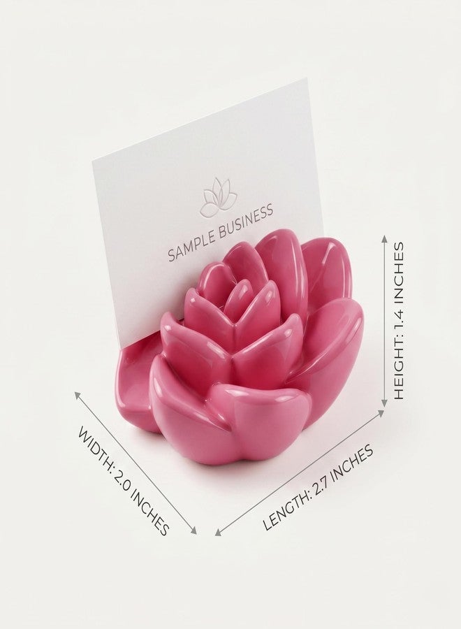 EazziSwitch Cute Pink Business Card Holder: Flower Shaped Decorative Desk Display - Image 2