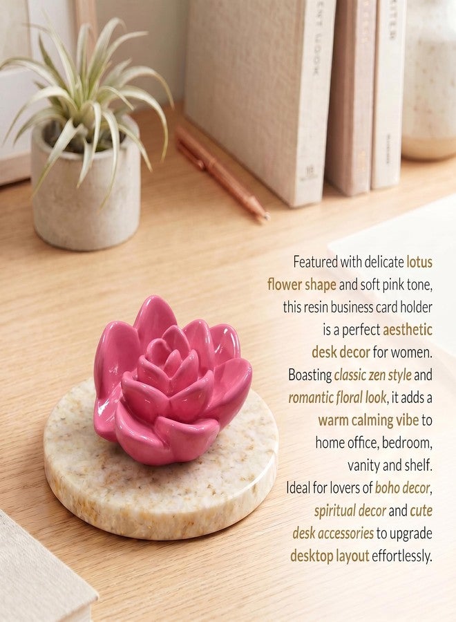 EazziSwitch Cute Pink Business Card Holder: Flower Shaped Decorative Desk Display - Image 3