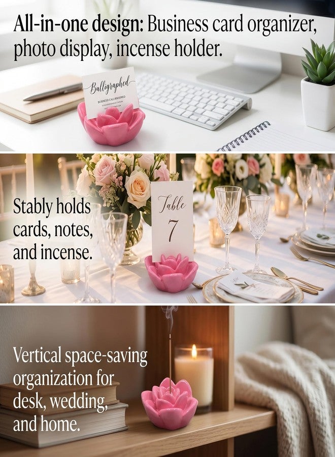 EazziSwitch Cute Pink Business Card Holder: Flower Shaped Decorative Desk Display - Image 4