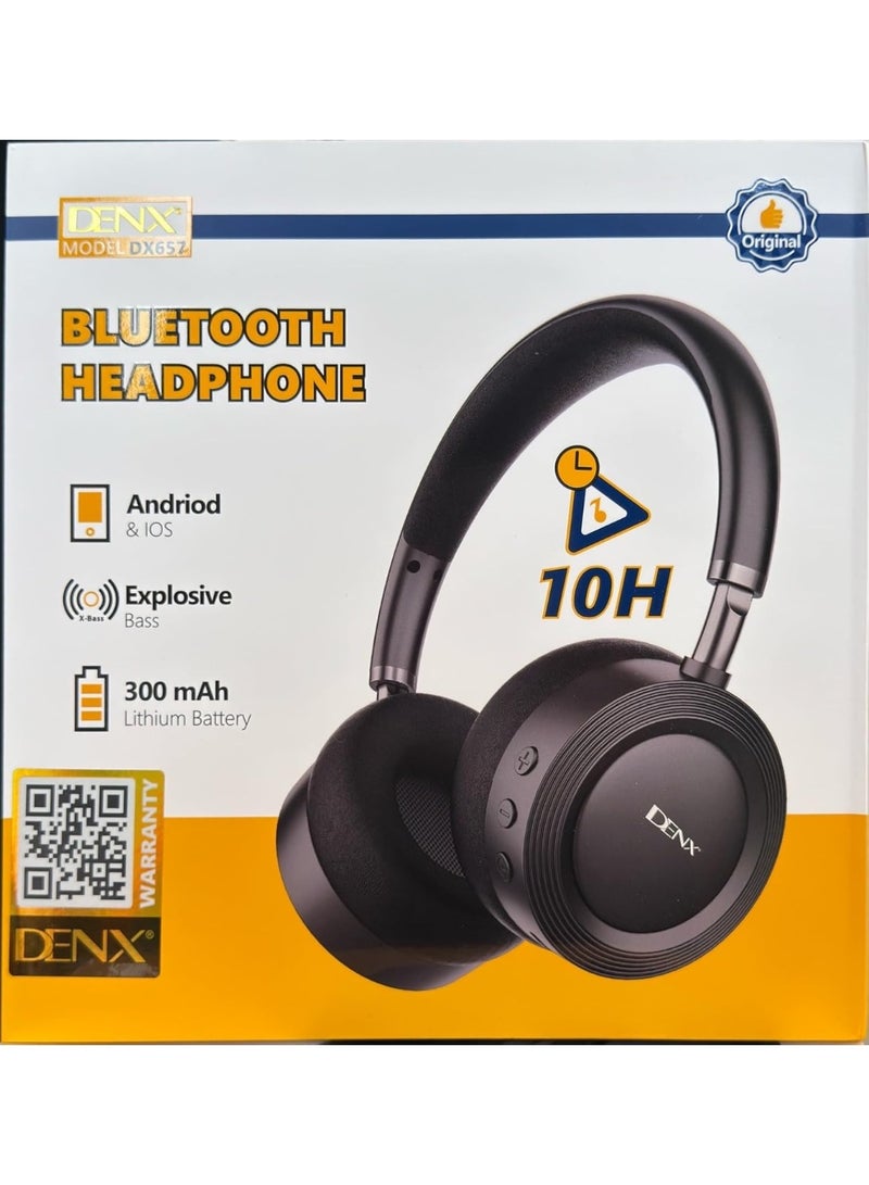 Denx DENX Wireless Bluetooth Headphones with Mic, Over-Ear Foldable Headset with Deep Bass, 15H Battery, Type-C Charging, TF Card Support, Compatible with Android, iPhone, Laptop, DX657 - Image 3