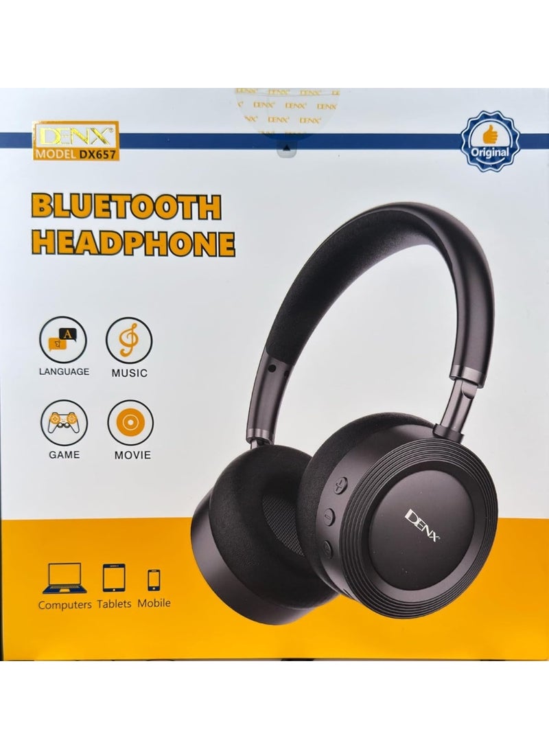 Denx DENX Wireless Bluetooth Headphones with Mic, Over-Ear Foldable Headset with Deep Bass, 15H Battery, Type-C Charging, TF Card Support, Compatible with Android, iPhone, Laptop, DX657 - Image 1