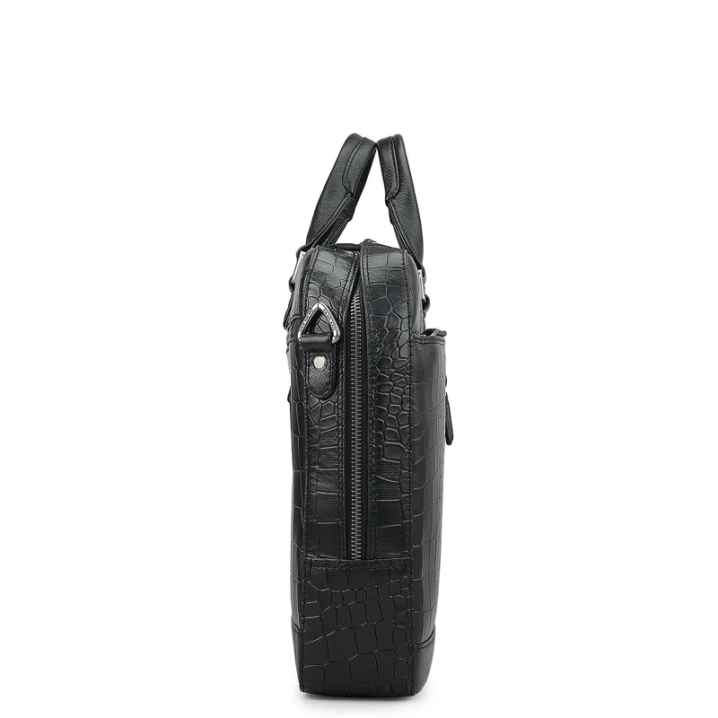 Da Milano  Croco Franzy Leather Laptop Bag - Black  | Best Price UAE