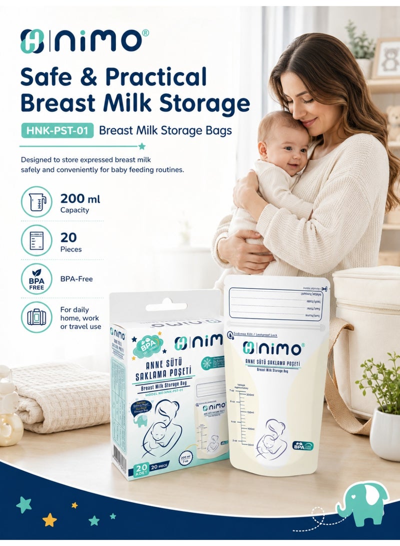 Nimo HNK-PST-01 Breast Milk Storage Bags, 200 ml, 20 Pieces - Image 2