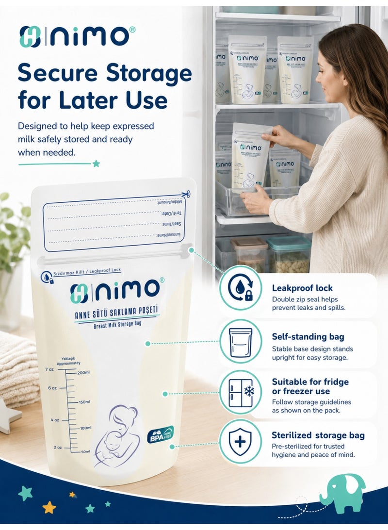 Nimo HNK-PST-01 Breast Milk Storage Bags, 200 ml, 20 Pieces - Image 4