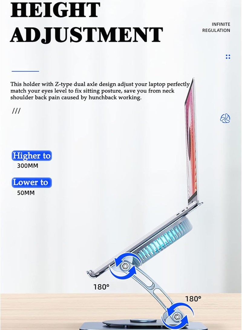 راكسوم سبائك الألومنيوم دفتر تبديد الحرارة قوس الجملة سطح المكتب رفع للطي قابل للتعديل سرعة الرياح لوحة معدنية قوس، رمادي - Image 2