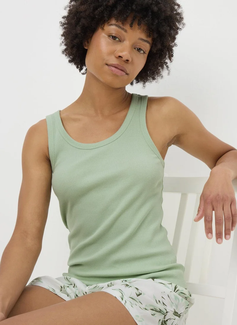 Matalan Sage Green Floral Shorts & Vest Pyjama Set