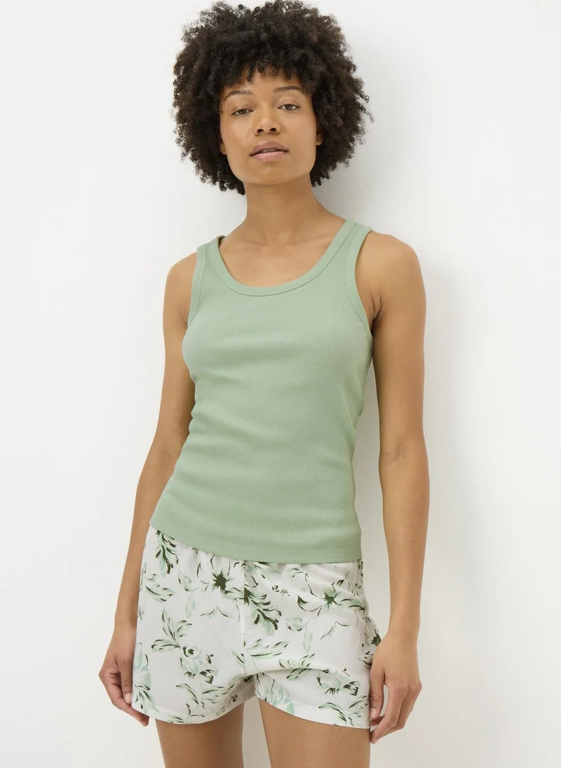 Matalan Sage Green Floral Shorts & Vest Pyjama Set