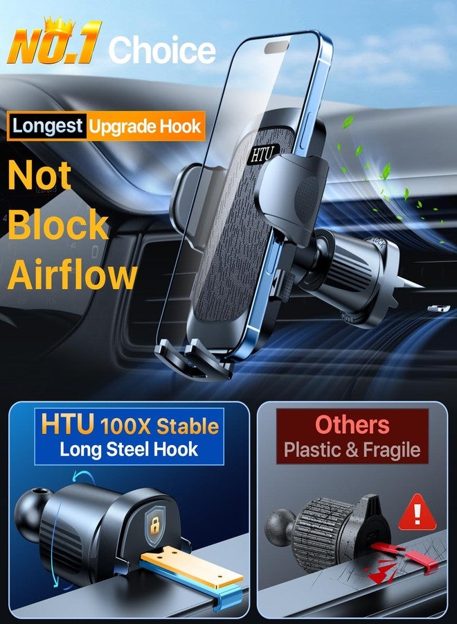 HTU [2025 True Military-Grade] Car Phone Holder [Upgraded Strongest Suction & Clip] Cell Phone Mount for Dashboard Windshield Vent,Truck Cradle Stand for iPhone 16 Pro Max Samsung Android (Black) - Image 3