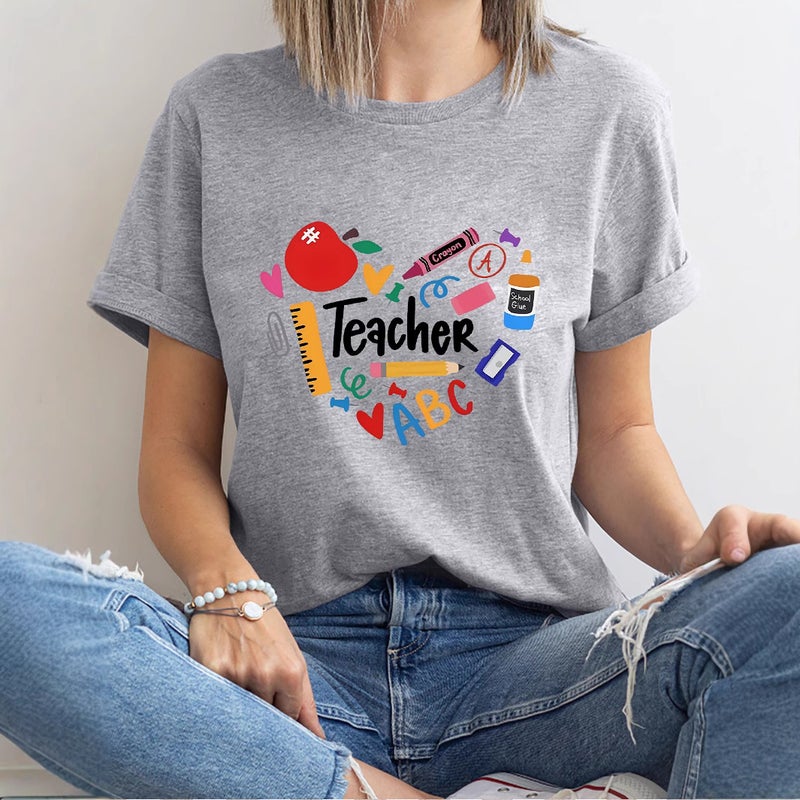 Independent Station Women'S Tops Round Neck Cartoon Printed Short-Sleeved T-Shirt-M - Image 4