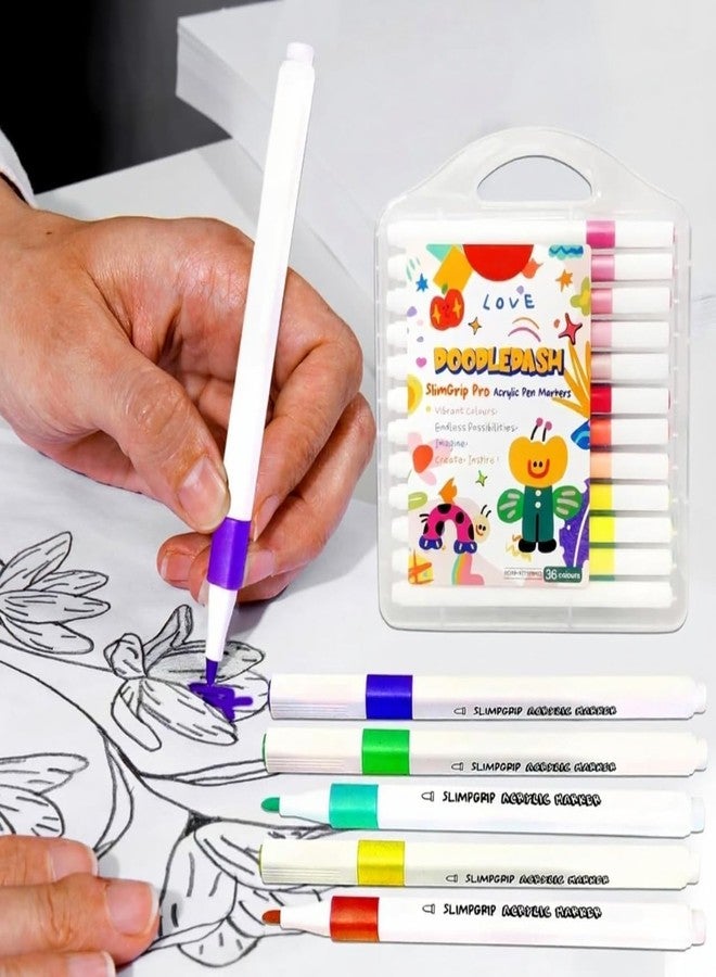 FAMOUS QUALITY New Acrylic Paint Markers Set of 36 Vibrant Colors, Permanent Water-Based Marker Pens for Rock Painting, DIY Crafts, Canvas (36) - Image 2