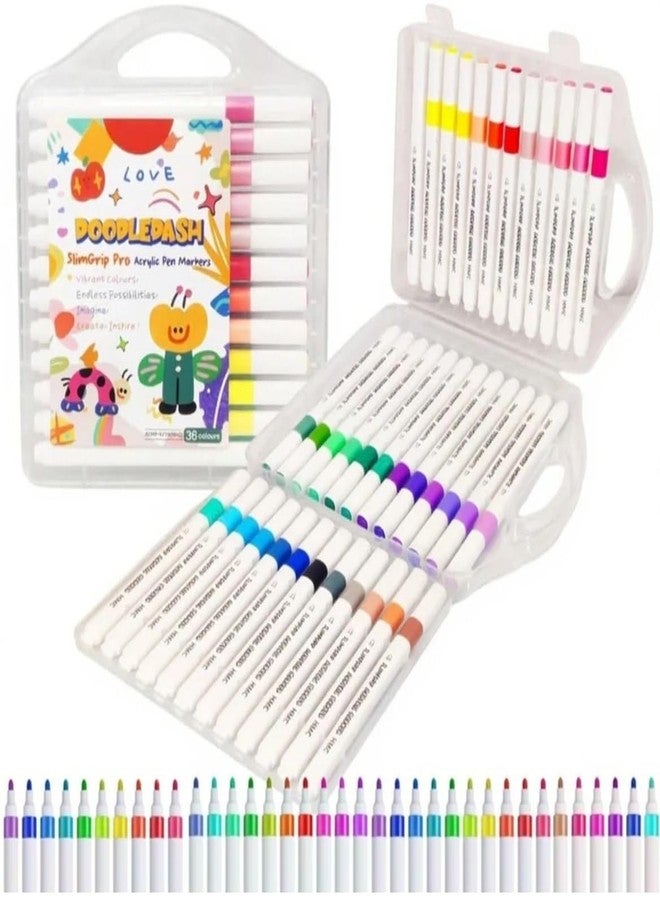 FAMOUS QUALITY New Acrylic Paint Markers Set of 36 Vibrant Colors, Permanent Water-Based Marker Pens for Rock Painting, DIY Crafts, Canvas (36) - Image 1