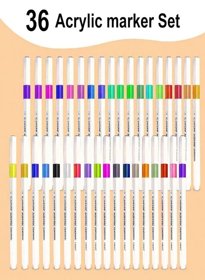 FAMOUS QUALITY New Acrylic Paint Markers Set of 36 Vibrant Colors, Permanent Water-Based Marker Pens for Rock Painting, DIY Crafts, Canvas (36) - Image 3