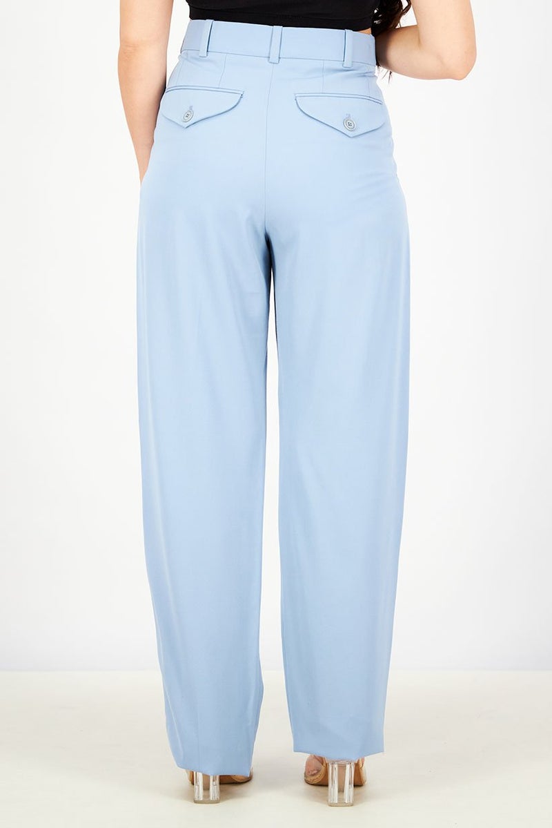 STELLA MCCARTNEY Women Regular Fit Plain Trouser Pants, Light Blue - Image 2