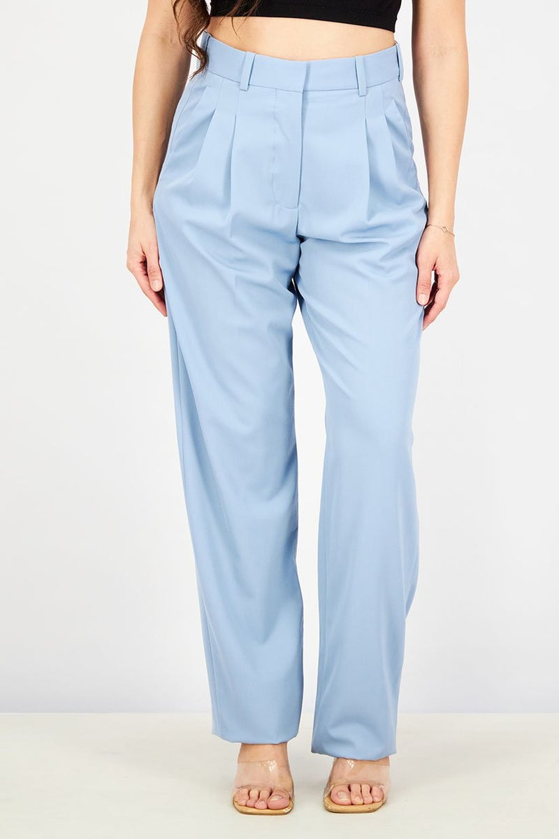 STELLA MCCARTNEY Women Regular Fit Plain Trouser Pants, Light Blue - Image 1