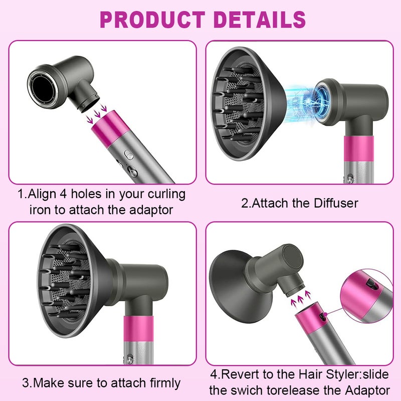هاسذيب موصل محول الزاوية اليمنى HASTHIP ® متوافق مع ملحقات أداة تصفيف الشعر Dyson Airwrap Multi - Styler HS01/HS03/HS05/HS08، موصل تحويل 20 مم - Image 3