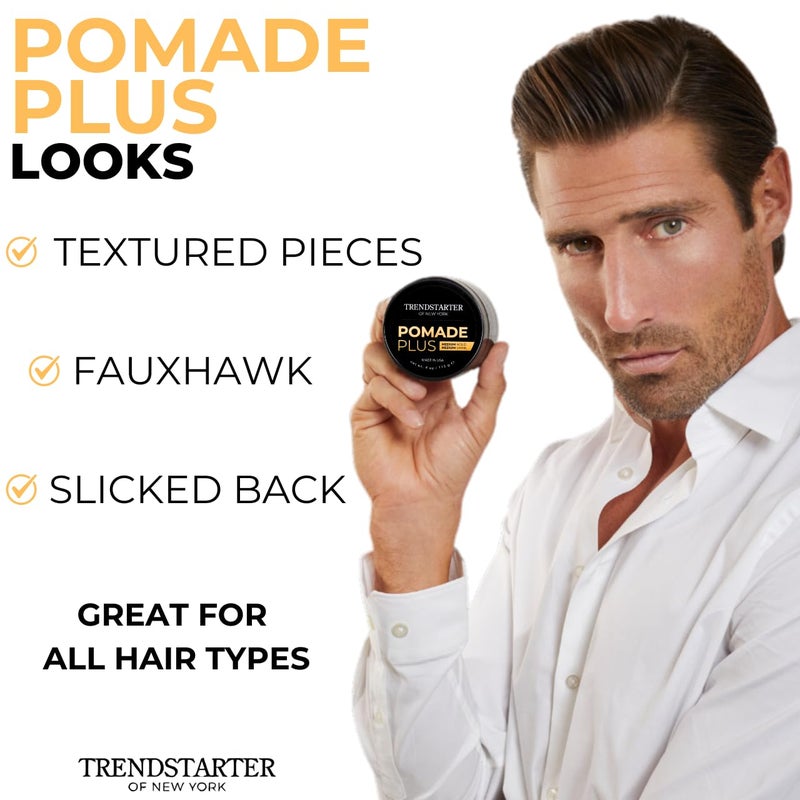 TRENDSTARTER - POMADE PLUS (4oz) - Medium Hold - Medium Shine - Premium Flake-Free Water-Based Premium Hair Styling Gel Product for All Hair Types - All-Day Reliability - Image 5