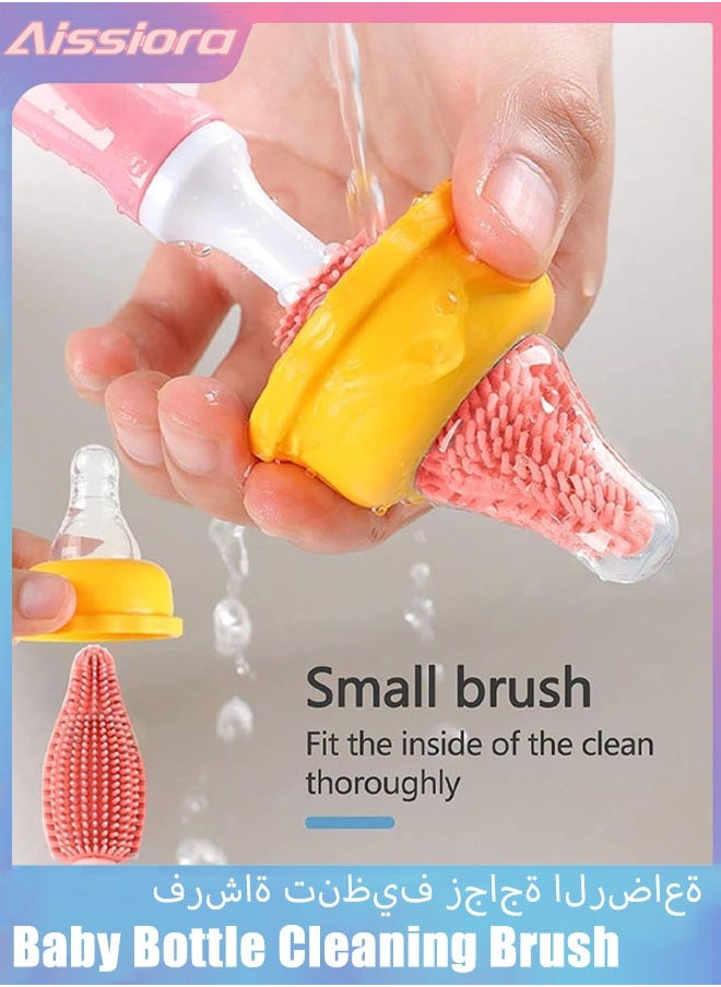 Aissiora Baby Bottle Cleaning Brush Set for Travel, 5 In 1 Bottle Cleaning Brush Kit with Silicone Bottle Brush/Nipple Brush/Straw Cleaning Brush/Baby Bottle Drying Rack, Portable Baby Feeding Bottle Cleaner  - Image 5